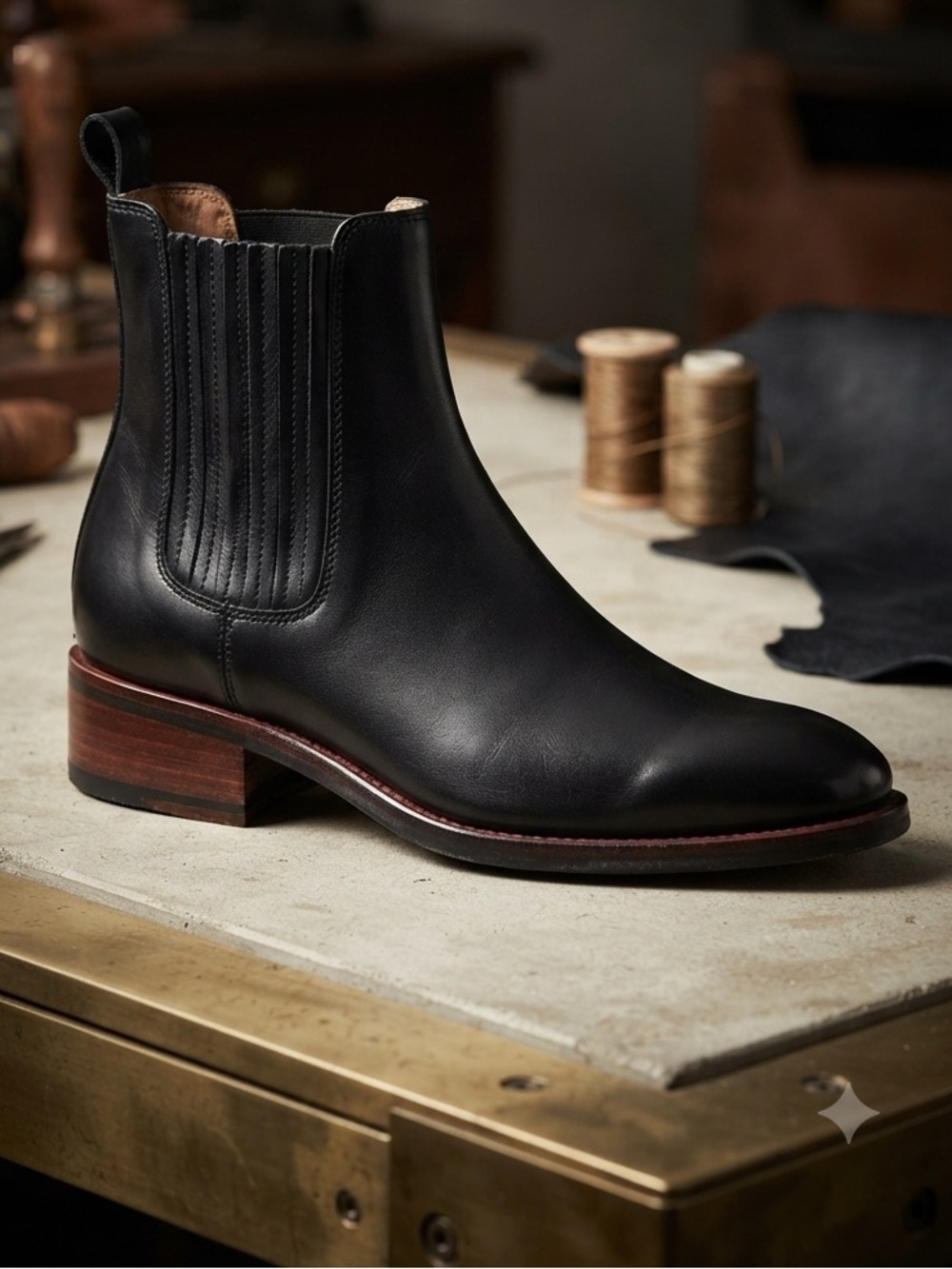 Coach Black Leather Bowery Western Chelsea Boots Stacked Block Heel Ankle Bootie